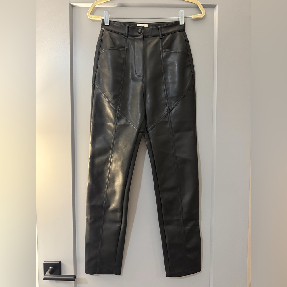 Wilfred Rebel Pant Leather High-Waist Pants in Black - Size 0
